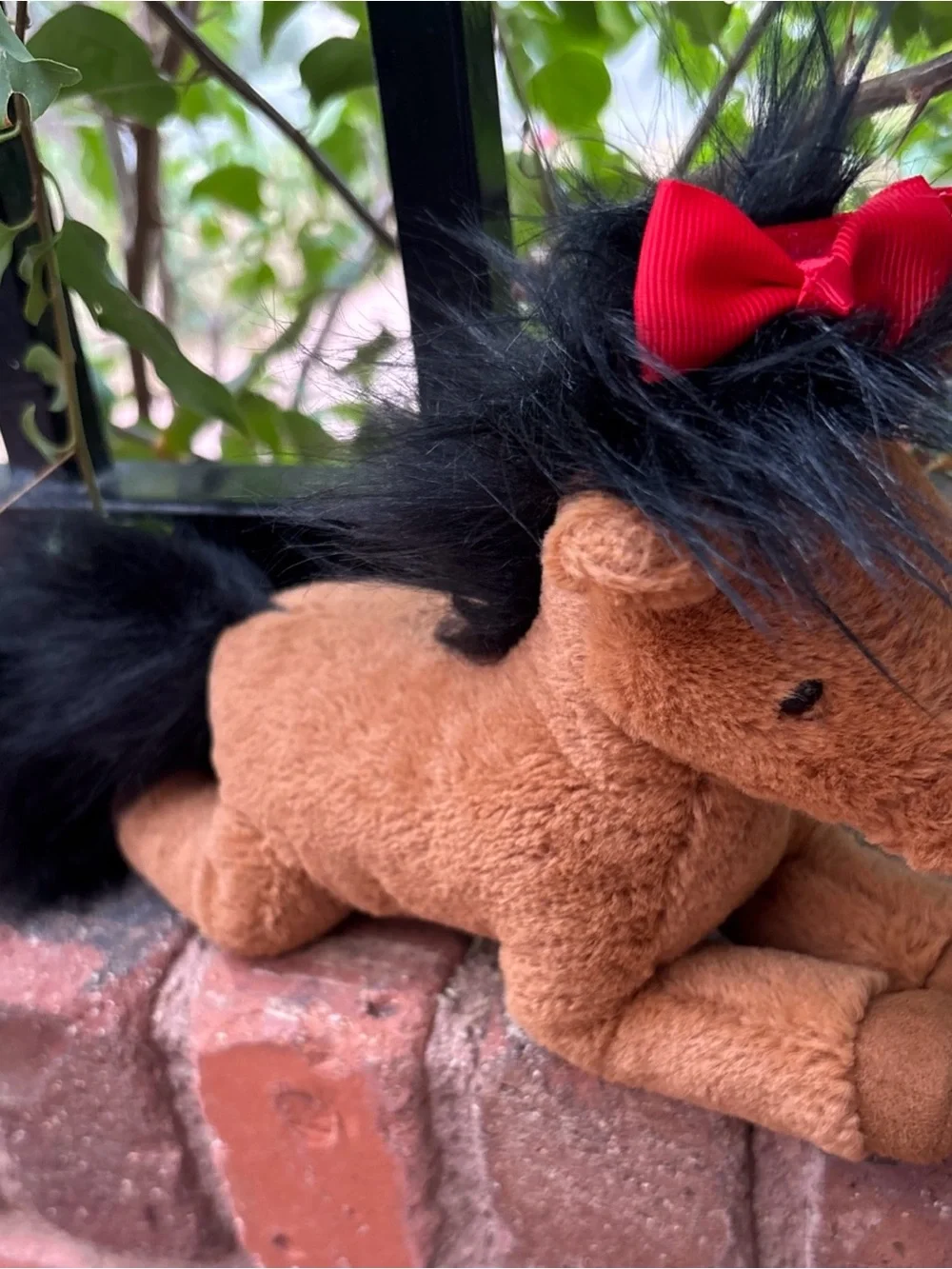 Jellycat RETIRED Small CLOVER PONY Bay Brown Black Mane Tail year of horse EUC